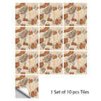 Retro Matte Tile Stickers — 10-Piece Self-Adhesive PVC Wall Decals