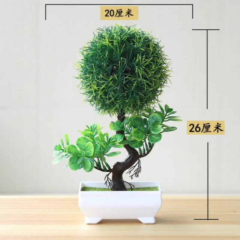 Mini Green Bonsai Tree — Artificial Potted Plant Décor