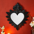 Sagrado Corazón Sacred Heart Hanging Mirror — Flame Heart Wall Pendant