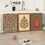 Mughal-Style Floral Botanical Wall Art Print — Indian Home Décor
