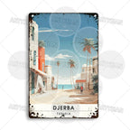 Maghreb Cityscape Metal Sign — North African Travel Wall Décor