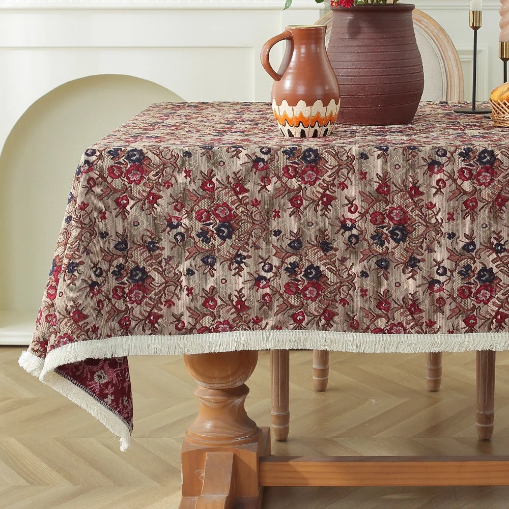 Moroccan Floral Tablecloth — Vintage Pattern Rectangular Table Cover