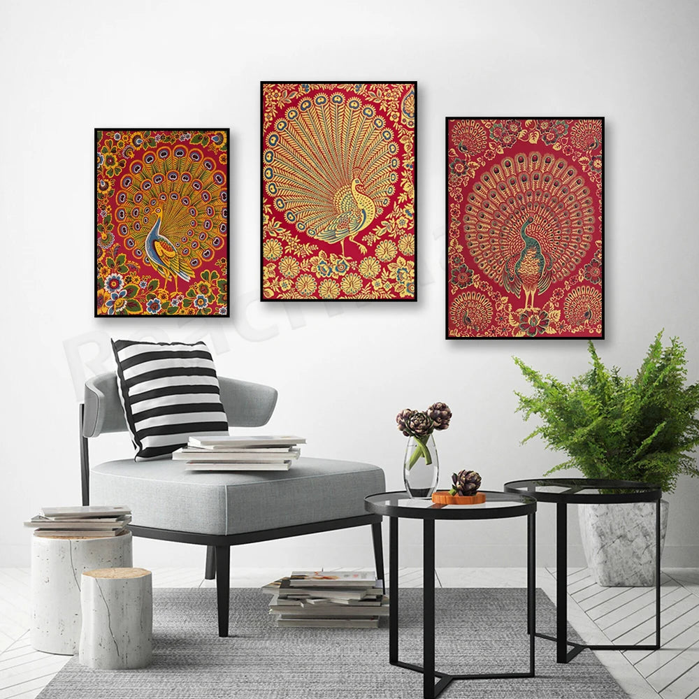 Rajasthani Peacock Canvas Print — Indian Wall Art