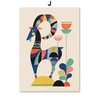 Abstract Wildlife Canvas Print — Geometric Animal Wall Art