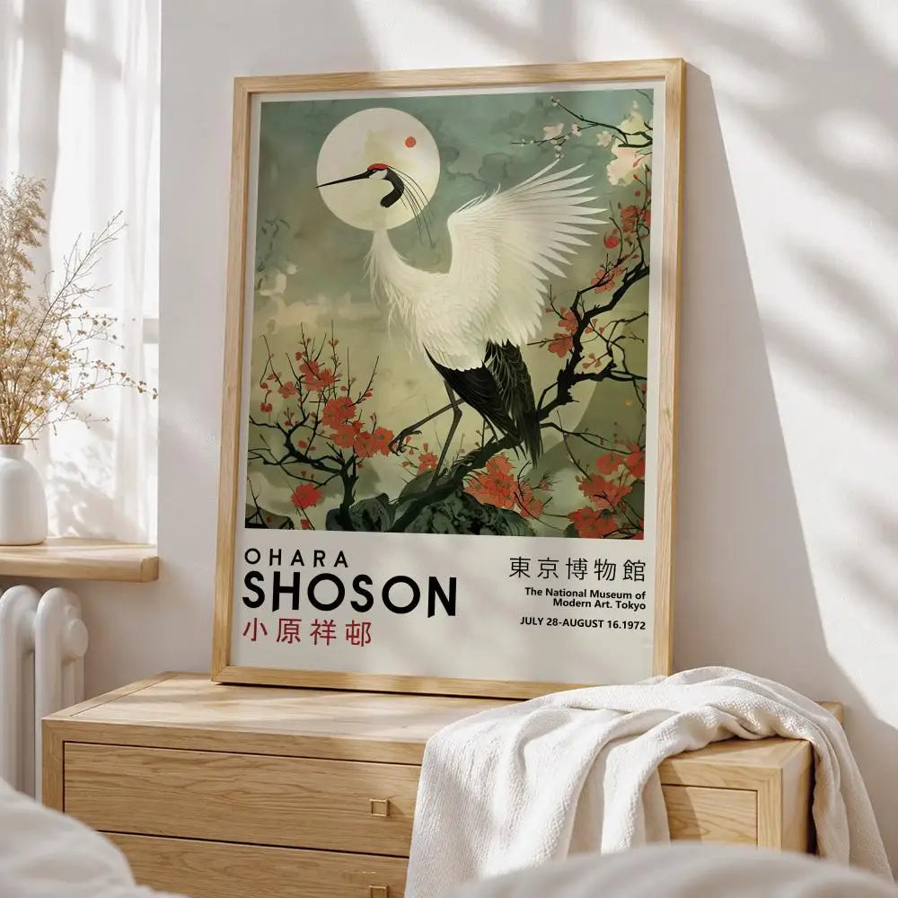 Ohara Koson Crane Print — Vintage Japanese Kachō-e Wall Art