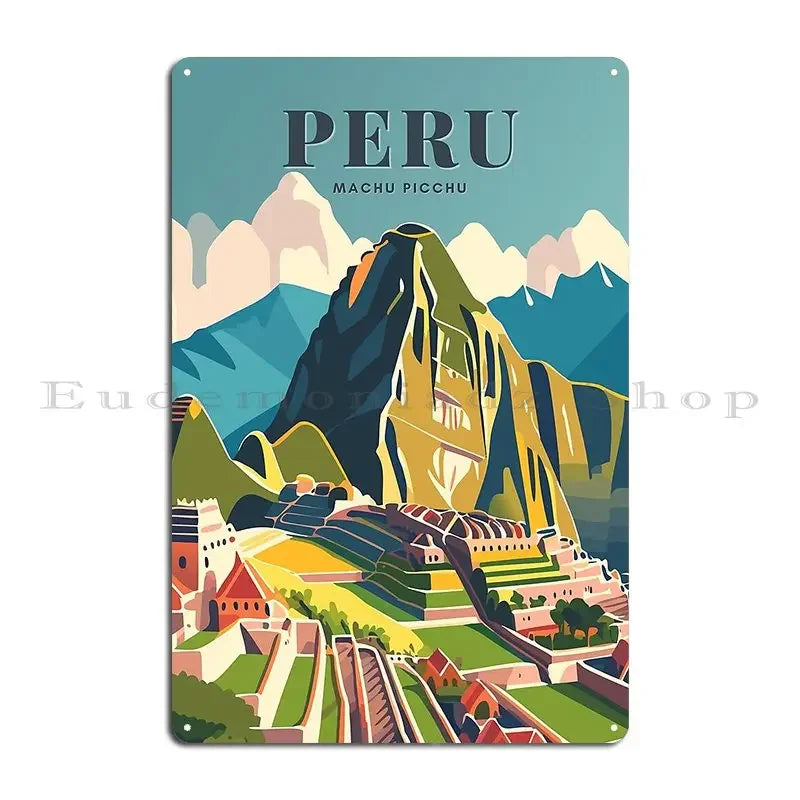 Machu Picchu — Vintage Peru Travel Metal Sign