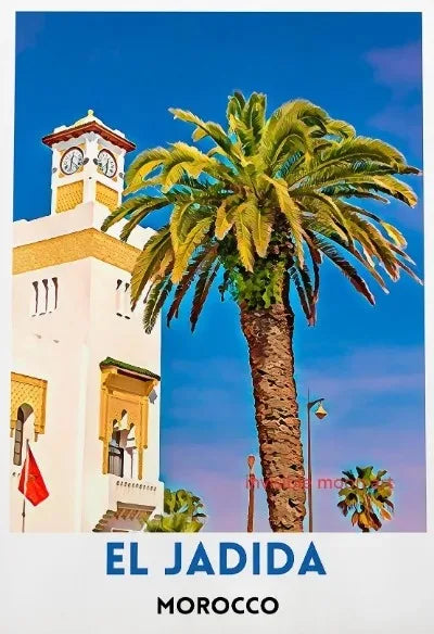 Casablanca & Marrakesh Travel Poster — Moroccan Architecture Canvas Print
