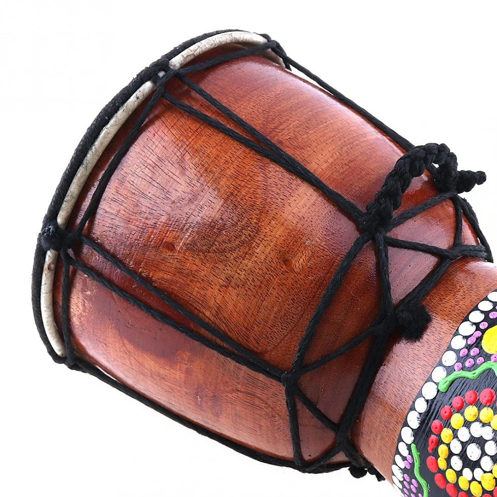 African Djembe Drum — Hand-Carved Wood & Goatskin, 6 Inch