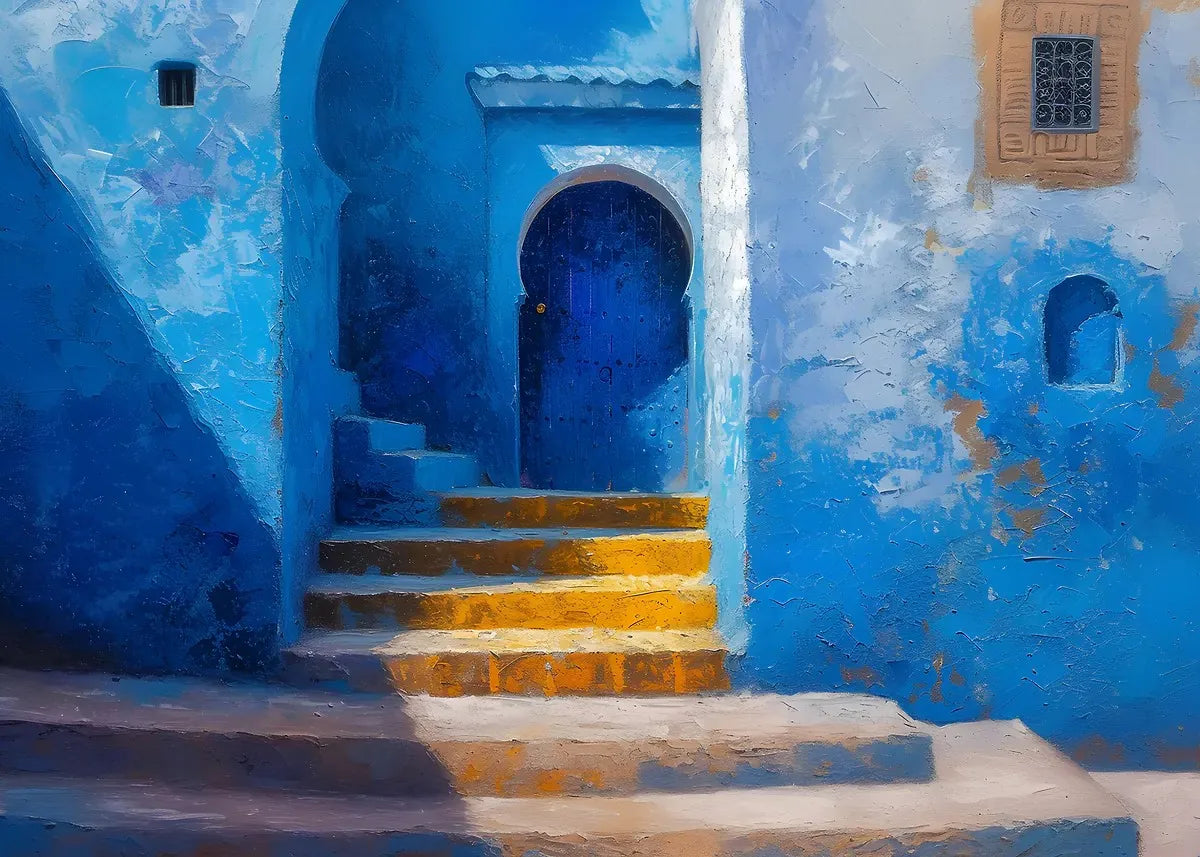 Moroccan Blue Door Canvas Print — Chefchaouen & North African Wall Art