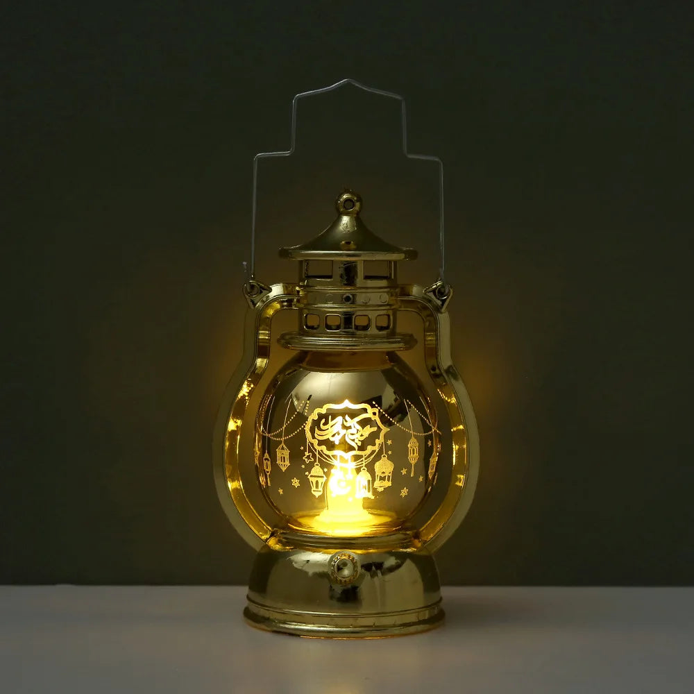 Ramadan LED Lantern — Etched Islamic Motif Table Decor