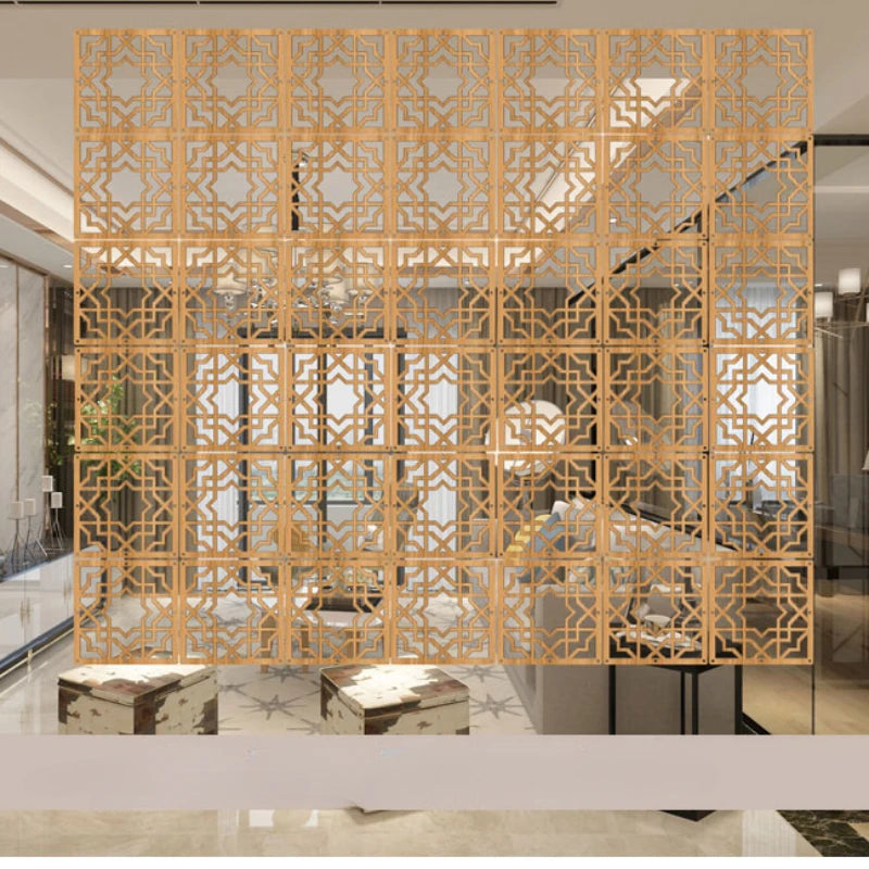 Japanese Wooden Room Divider — Hollow Screen Partition Panels