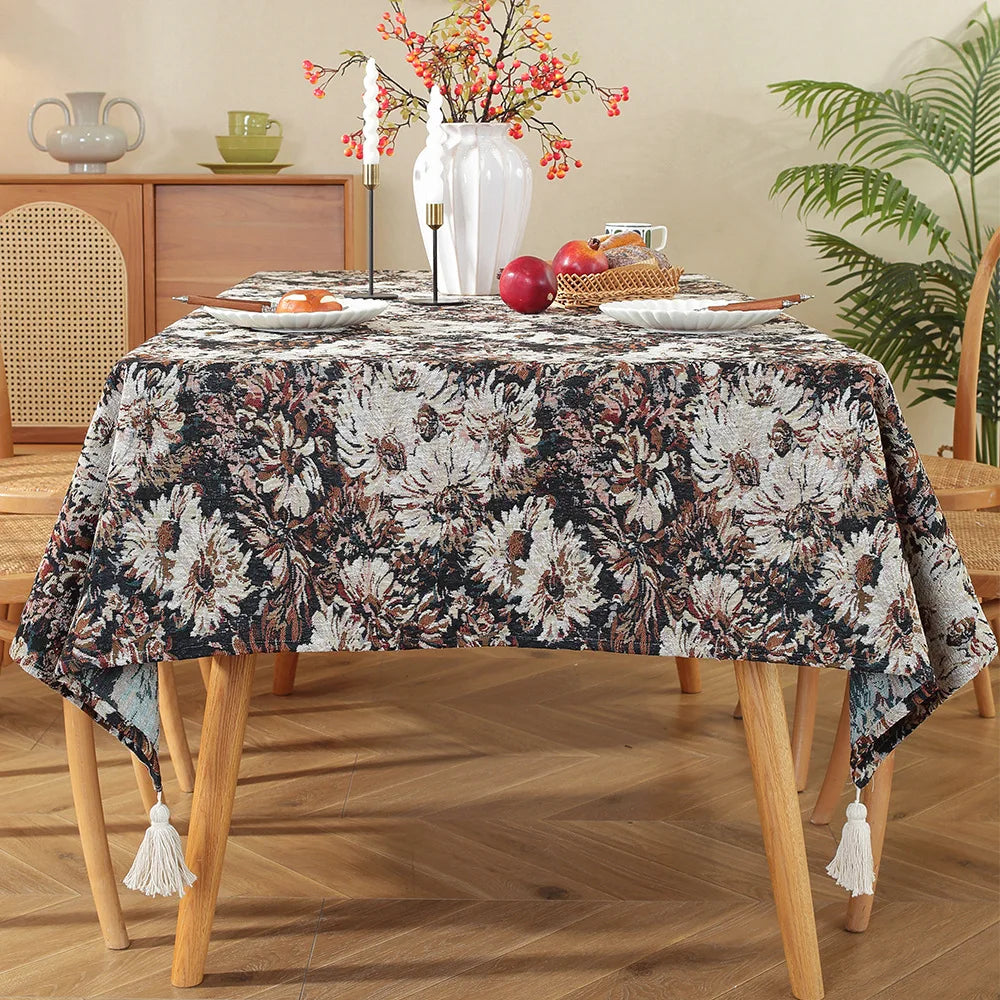 Moroccan Floral Tablecloth — Vintage Pattern Rectangular Table Cover