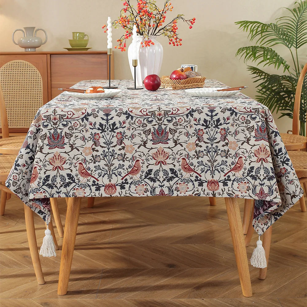 Moroccan Floral Tablecloth — Vintage Pattern Rectangular Table Cover