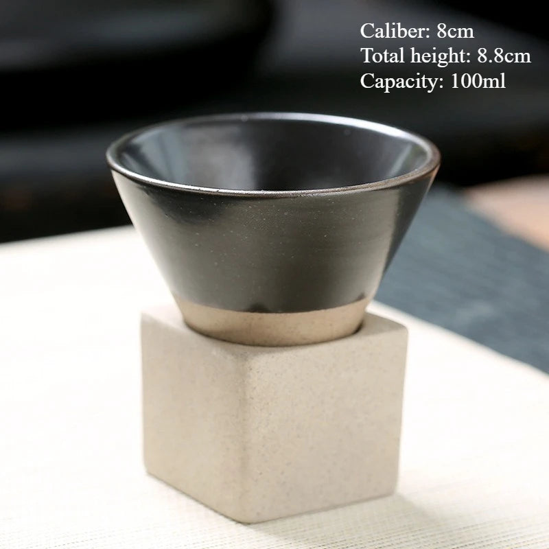 Japanese Style Retro Ceramic Coffee Cup Rough Pottery Tea Cup Latte Pull Flower Porcelain Cup Pottery Mug For Home Coffee Mug