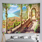 Blue Moroccan Arch Tapestry — Islamic Geometric Wall Hanging