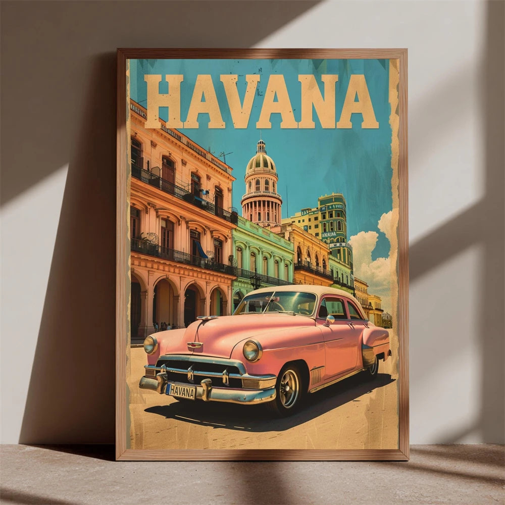 Havana Cuba Travel Poster Canvas Print — Latin Heritage Wall Art