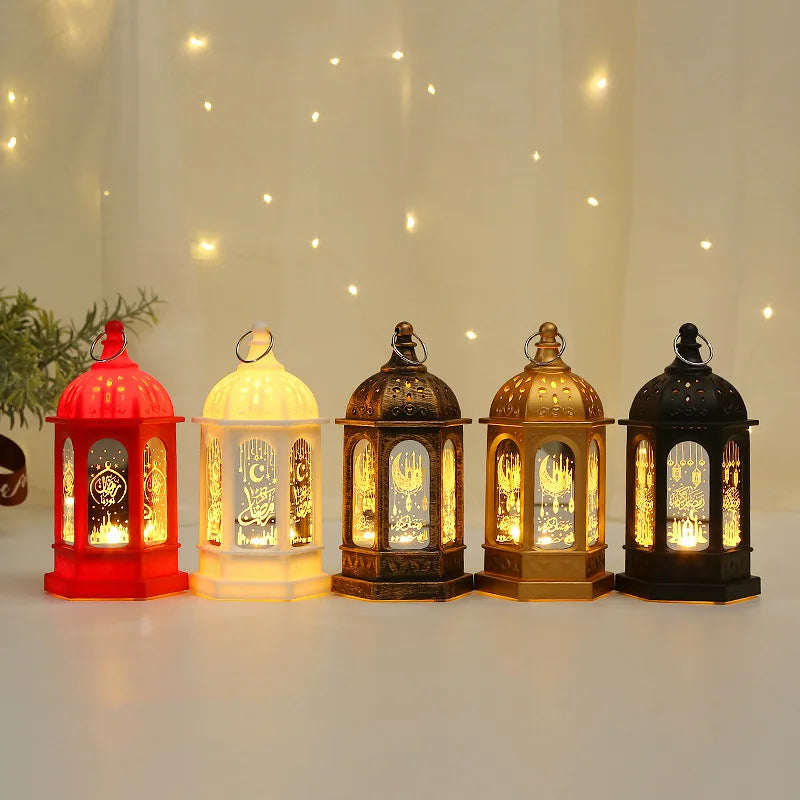 Ramadan LED Lantern — Etched Islamic Motif Table Decor