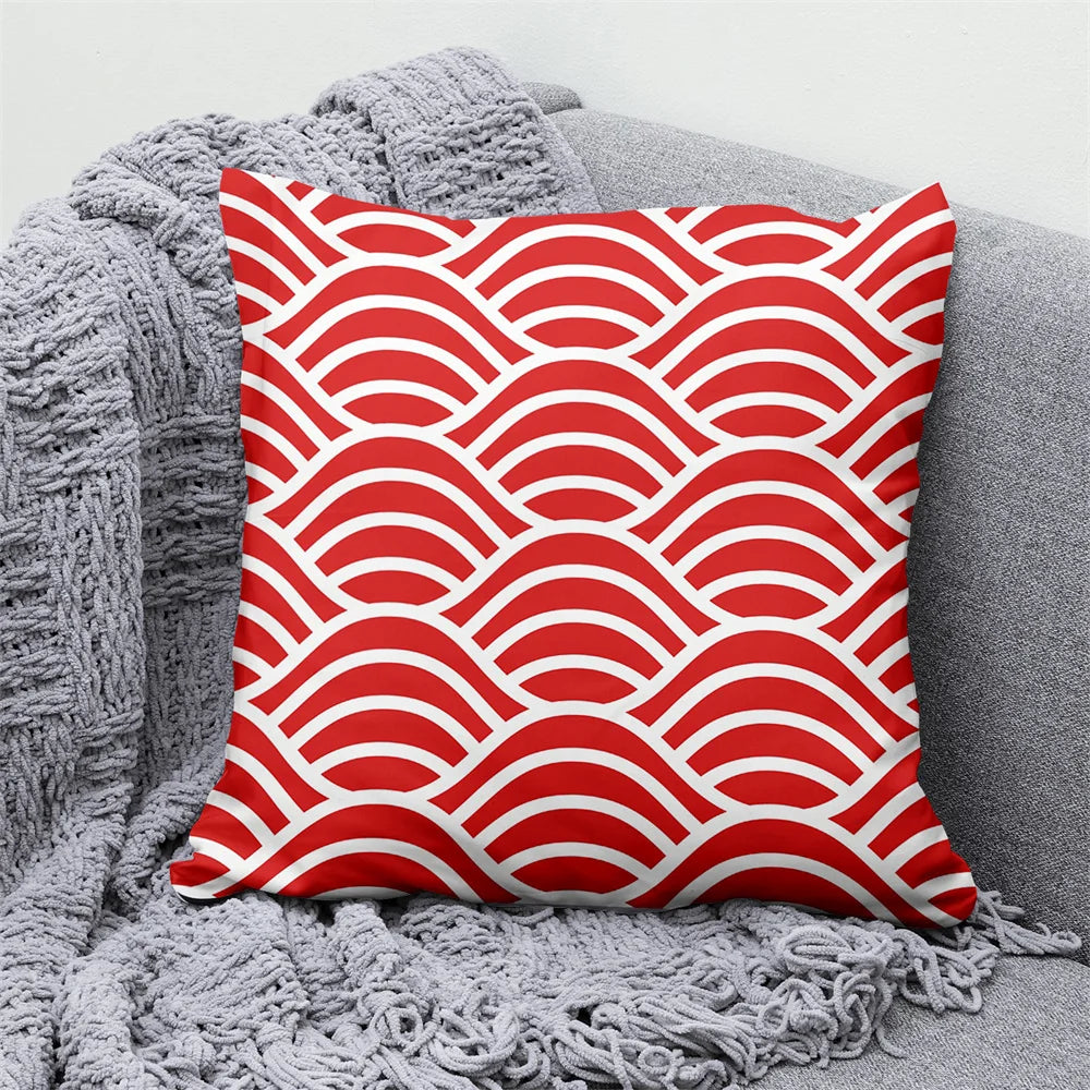 Lucky Cat & Mount Fuji Cushion Cover — Japanese Art Pillow