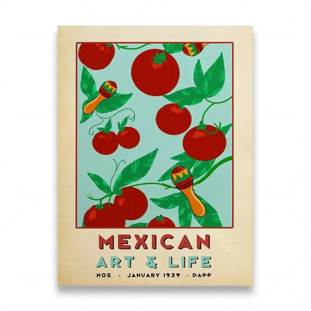 Mexican Folk Art Canvas Print — Vintage-Style Wall Art Poster
