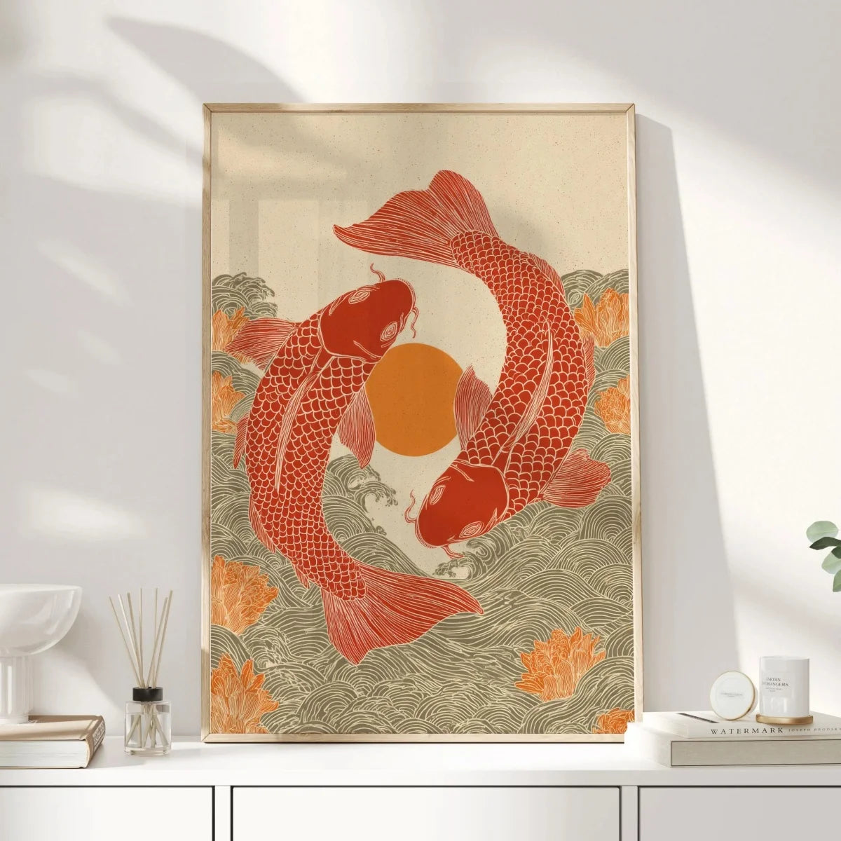 Japanese Koi Fish Canvas Prints Poster Japandi Vintage Fish Aesthetic Art Prints Bedroom Kitchen Home Decor Art Poster Gifts