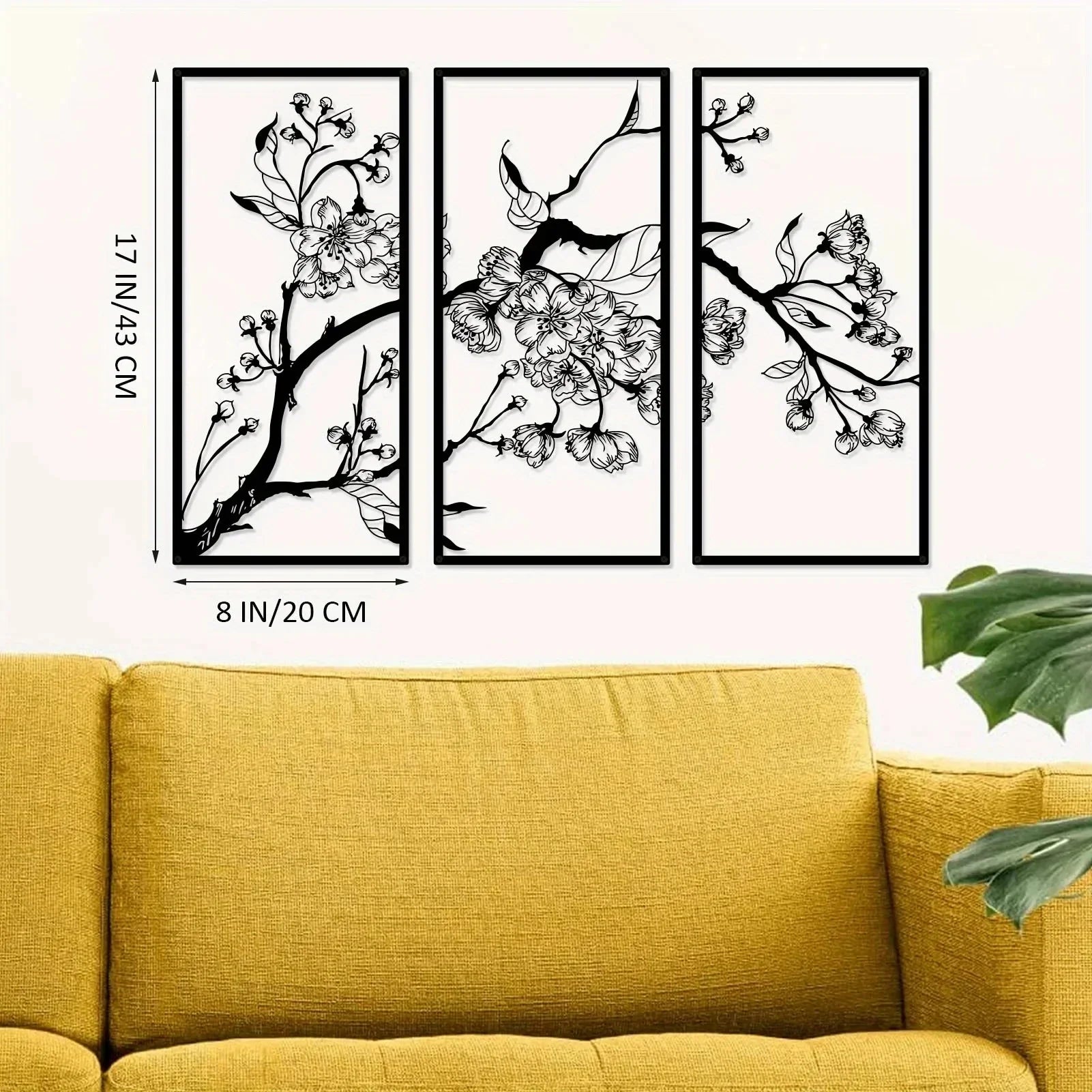 Peach Blossom Metal Wall Art — Japanese Floral Home Décor