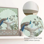 Royal Peacock & Elephant Canvas Print — Indian Wall Art