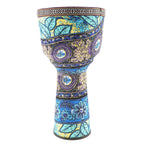 African Djembe Drum — 8.5 Inch Hand Drum with Colorful Cloth Art