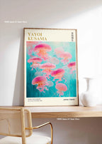 Yayoi Kusama Pink Jellyfish — Mount Fuji Abstract Canvas Print