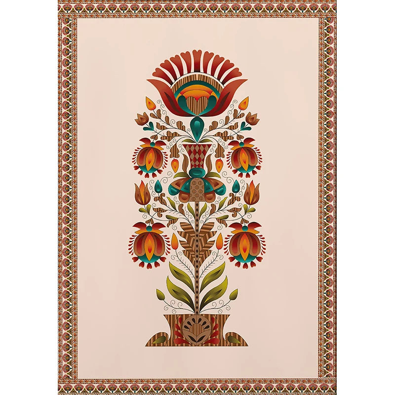 Mughal-Style Floral Botanical Wall Art Print — Indian Home Décor