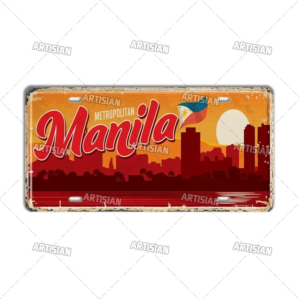 Philippines City Landmark Metal Sign — Decorative Wall Plate