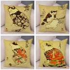 Samurai Cat Cushion Cover — Vintage Japanese Tattoo Art