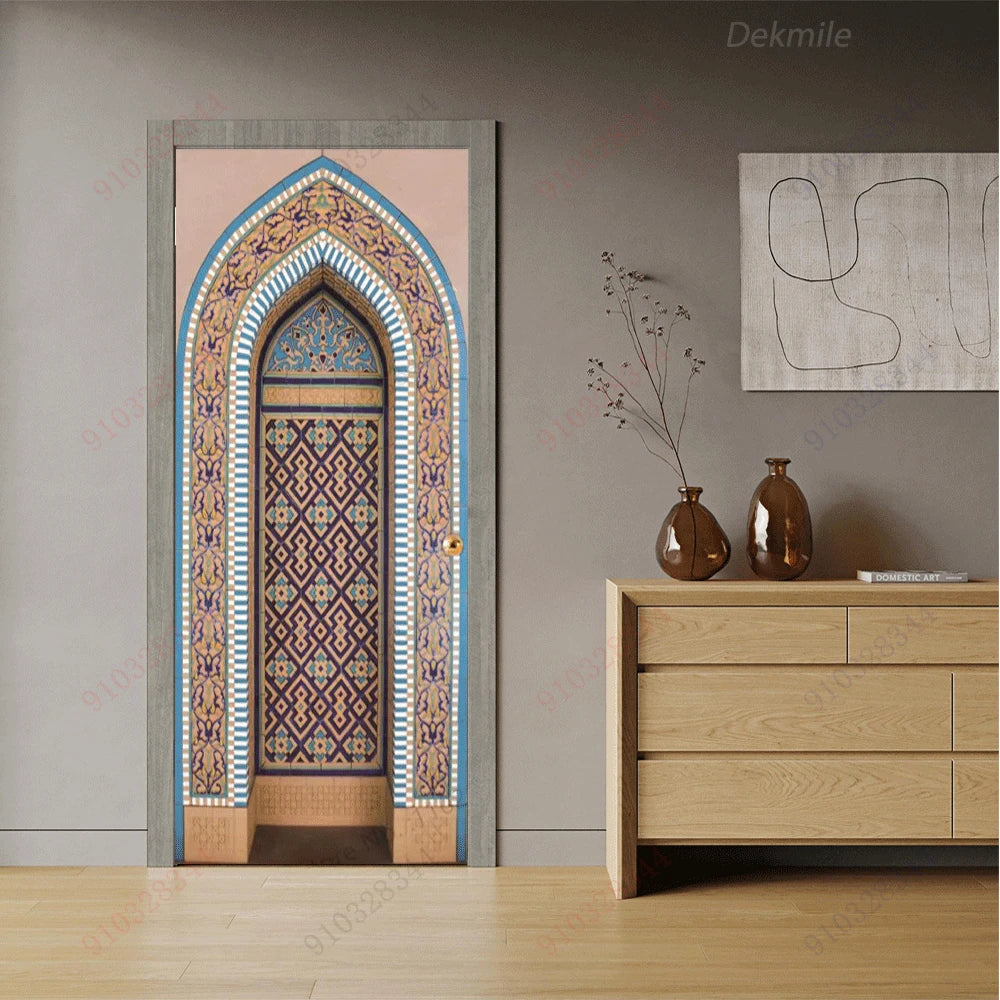 Moroccan Arch Door Mural — Islamic Geometric Wall Sticker