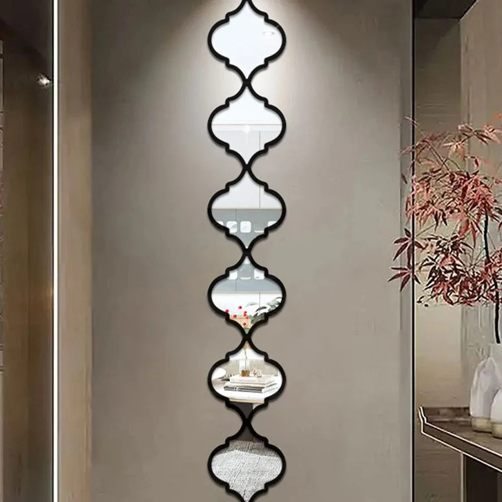 Moroccan-Style Wall Mirror Set – Classic Black Geometric Design