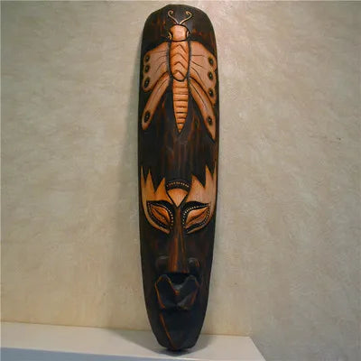 Hand-Carved African Stone Mask — Wooden Wall Hanging
