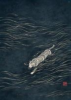 Ukiyo-e Tiger Canvas Wall Art — Japandi Wave Print