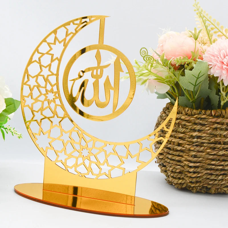 Ramadan & Eid Acrylic Tabletop Ornament – Islamic Home Décor Stand