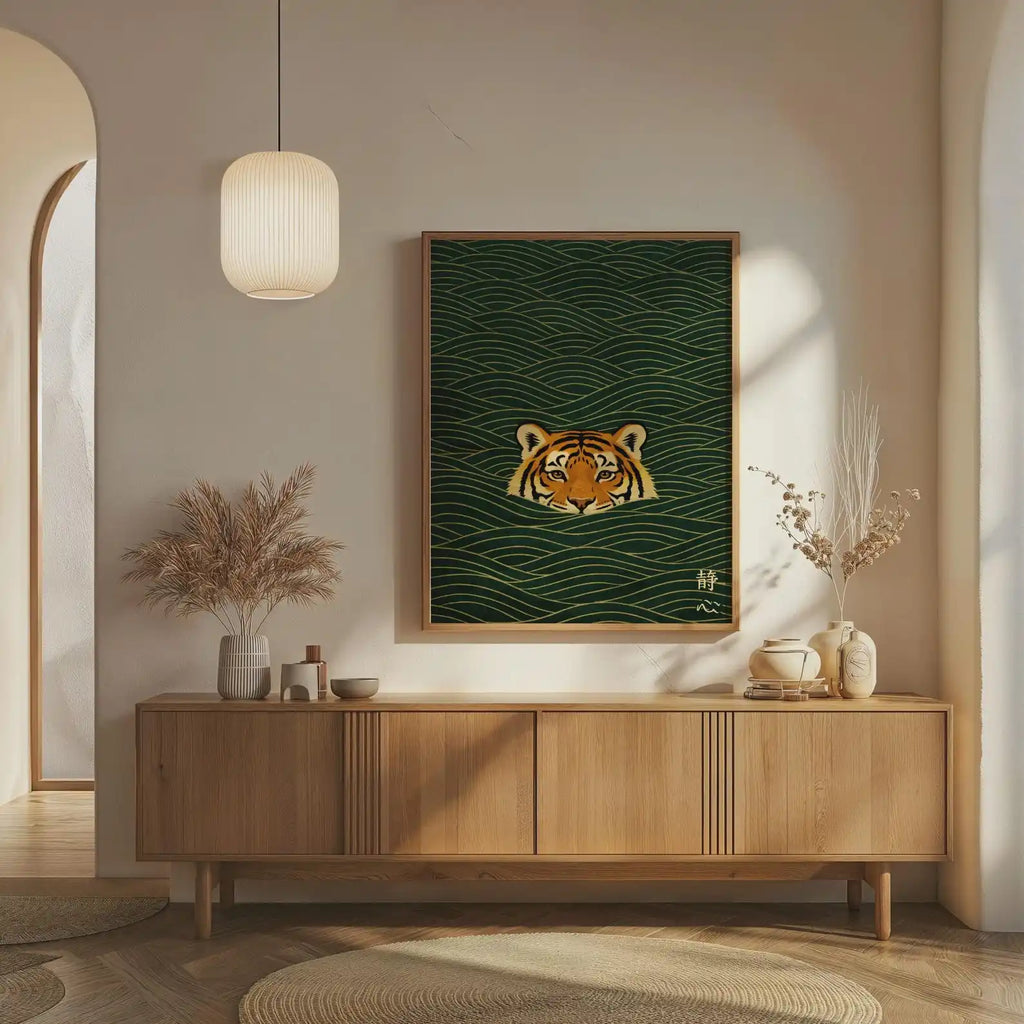 Ukiyo-e Tiger Canvas Wall Art — Japandi Wave Print