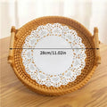 Rattan Woven Round Tray — Handcrafted Fruit & Snack Basket