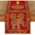 Diwali Elephant Table Runner — Red & Gold Festive Décor
