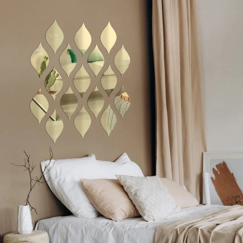 Teardrop Acrylic Mirror Wall Tiles – Self-Adhesive Home Décor Set