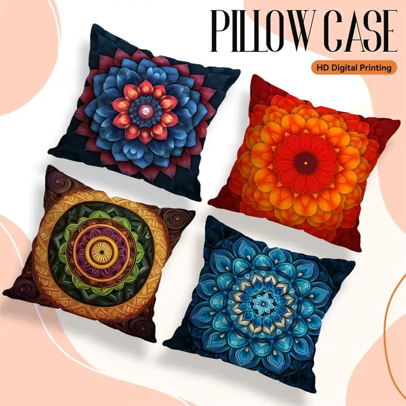 Bohemian Mandala Throw Pillow Cover