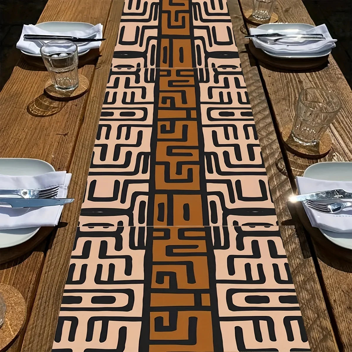 African Ethnic Tribal Linen Table Runner Holiday Party Decor Vintage Geometric Pattern Kitchen Dining Table Runners Home Decor