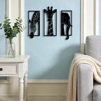 Safari Animal Metal Wall Art Set — 3-Piece Elephant, Giraffe & Zebra Décor