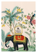 Royal Peacock & Elephant Canvas Print — Indian Wall Art