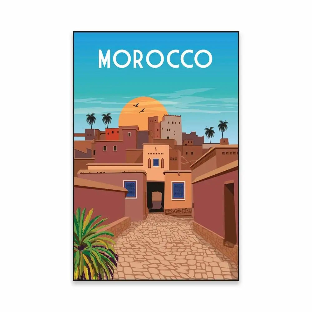 Morocco Travel Canvas Print — Chefchaouen Blue City & Moroccan Landscapes