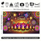 Diwali Lotus & Diya Mandala Tapestry — Indian Festival Wall Art
