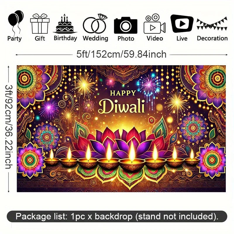 Diwali Lotus & Diya Mandala Tapestry — Indian Festival Wall Art