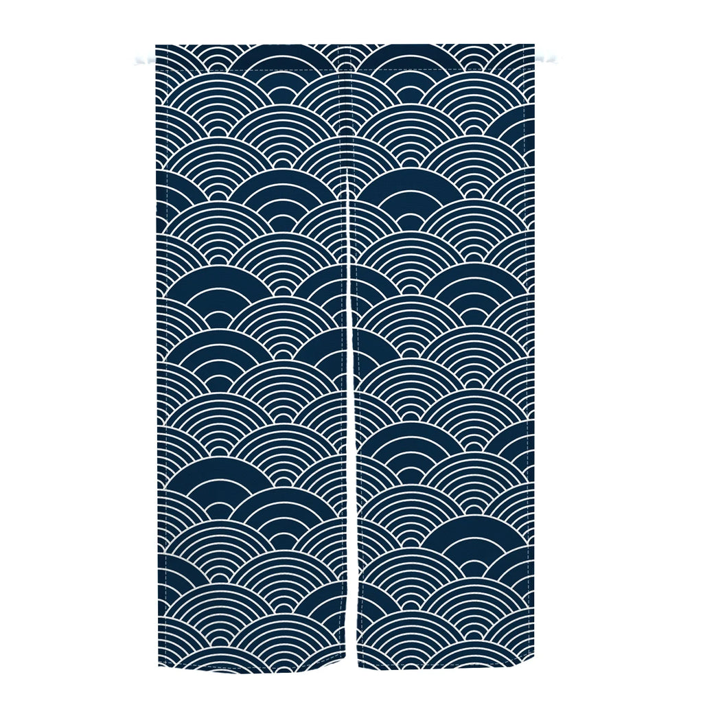 Great Wave Noren Door Curtain — Japanese Linen Half Curtain