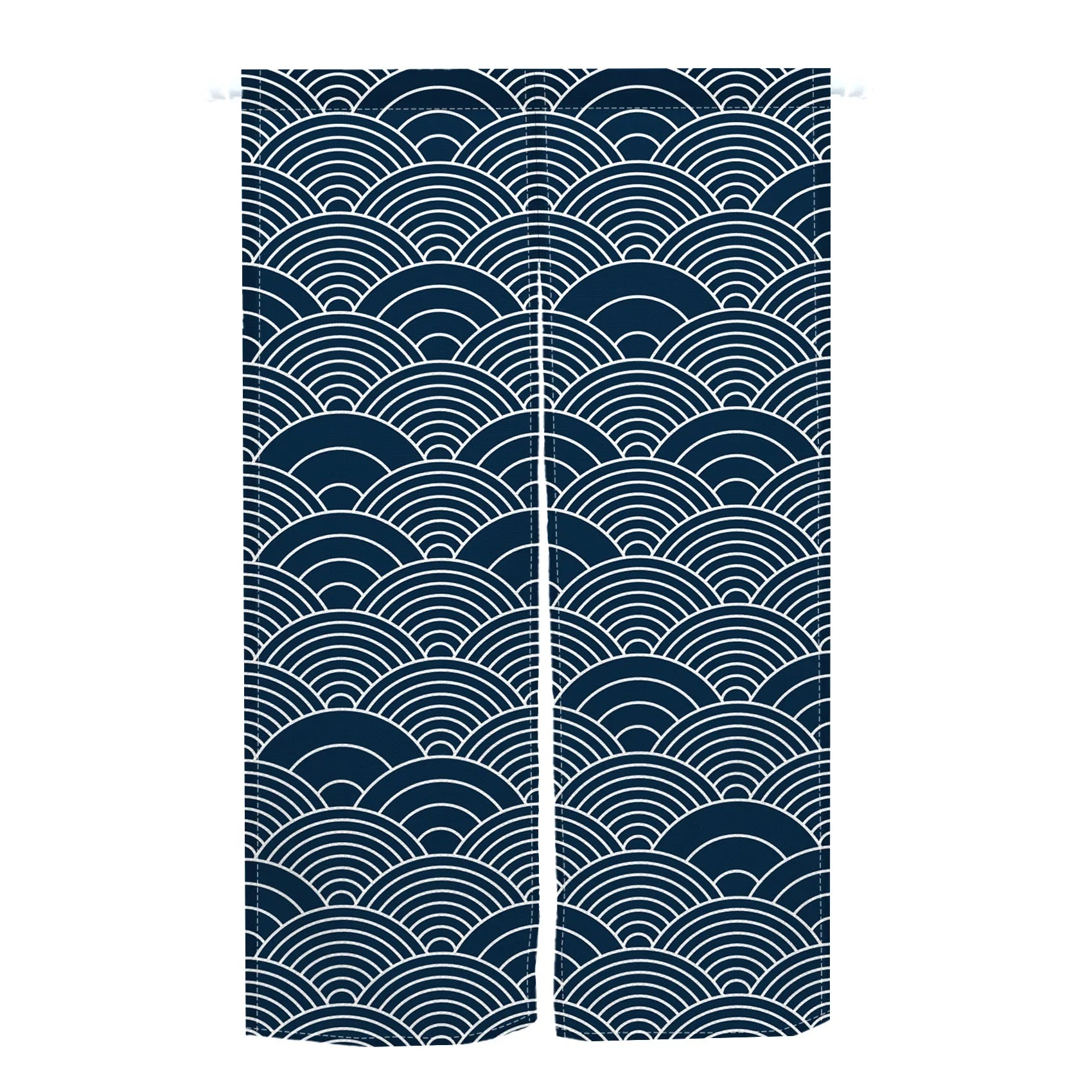Traditional Japanese Wave Pattern Door Curtain Linen Durable Stylish Bedroom Kitchen Entrance Decor Partition Half Curtain