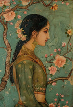 Mughal Woman Portrait — Vintage Indian Canvas Wall Art